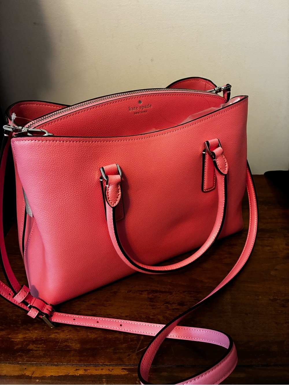 Kate Spade Pink Leather Tote with Shoulder Strap